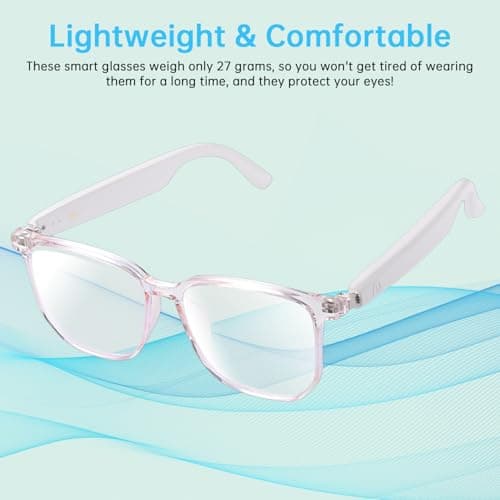 GenXenon Smart Glasses for Women, Clear Frame Blue Light Glasses, Magnetic Charging, Open-Ear Design, Voice Assistant, Bluetooth Glasses with Speakers, Audio Eyeglasses for Working Gaming (GS03-C) 4