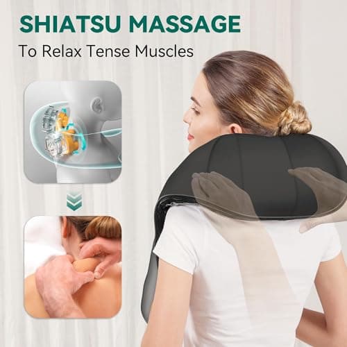 Snailax Cordless Massager - Shiatsu Neck and Shoulder Massager with Heat, Portable, Lumbar, Back Electric Massage Pillow, Christmas Gift 2