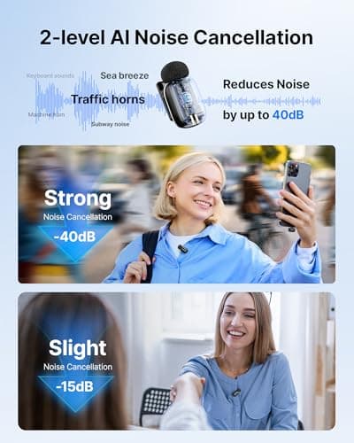 BOYA mini 2 Wireless Lavalier Microphones for iPhone 15/16/17 & Android, AI Noise Cancellation, App Control, 30H Battery Life with Charging Case, Lapel Microphone Wireless for Video Recording Vlogging 4