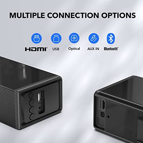 LARKSOUND Small Sound Bar for TV, PC, Gaming, Surround Sound System, Mini TV Speaker Soundbar with Bluetooth/HDMI ARC/Optical/AUX/USB Connections 5