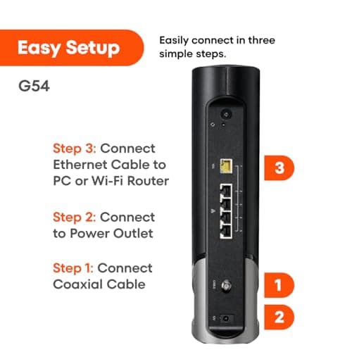 ARRIS (G54) - Cable Modem Router Combo - Fast DOCSIS 3.1 Multi-Gigabit & BE 18000 WiFi 7 Comcast Xfinity, Cox, Spectrum Quad-Band 1, Up to 18 Gbps Max Speed 5