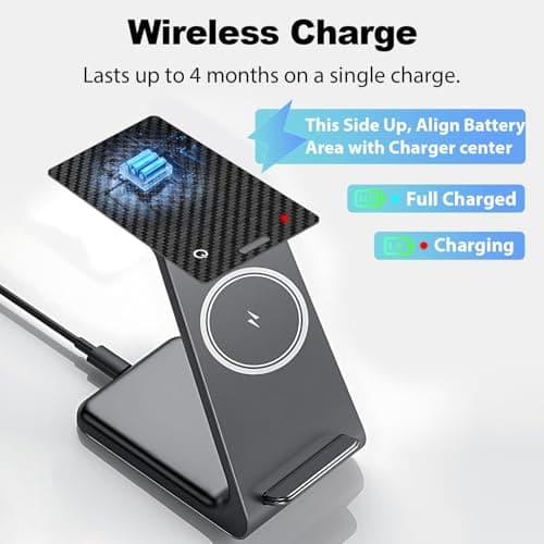 [Apple MFi Certified] Wallet Tracker Card with Apple Find My (iOS Only) Rechargeable Air Tracker Tags Bluetooth Wallet Finder IP68 Waterproof GPS Tracker Item Finder for Keys, Bags, Passport Black 3