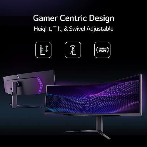 LG 49" Ultragear DQHD (5120x1440) Curved Gaming Monitor, 240Hz, 1ms, VESA DisplayHDR 1000, HDMI 2.1, DisplayPort, 4-Pole HP Out DTS HP:X, AMD FreeSync Premium Pro, Tilt/Swivel/Height Stand, Black 4