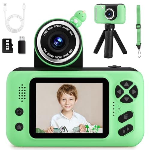 Makolle Kids Camera, Birthday Gifts for Boys and Girls Age 3-8,Video Recorder for Kids 8-12,Childrens Digital Camcorder for vlogging Portable Kids Selfie Camera with 32GB SD Card Green