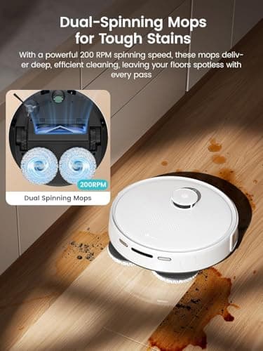 Lefant Robot Vacuum, M3 Robot Vacuum and Mop, 15000Pa Suction, Anti-Tangle Brushes, Dual Spinning Mop, Auto Mop Washing, Cool Drying, Self-Emptying, Self-Cleaning, All-in-One Dock, for Pet Hair Dust 4