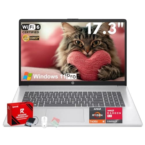 HP 17-inch Laptop Computer for Business & Student - AMD Ryzen 5 7430U(Up to 4.3GHz), 16GB RAM, 512GB SSD, 17.3" FHD IPS Anti-Glare Display, Wi-Fi 6, BT 5.4, Win 11 Pro, w/Redragon Accessories