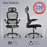 TRALT Office Chair Ergonomic Desk Chair, 330 LBS Home Mesh Office Desk Chairs with Wheels, Comfortable Gaming Chair, High Back Office Chair for Long Hours (Black) 2