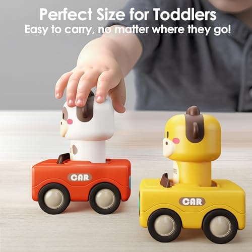iPlay, iLearn Press to Go Car Toys for Toddlers 1-3, Baby Animal Racing Cars, Infant Play Vehicle Set, Baby Push Go Friction Car Toys for 6-9-12-18 Months, 1st Birthday Gifts for 1-2 Years Old Boys 5