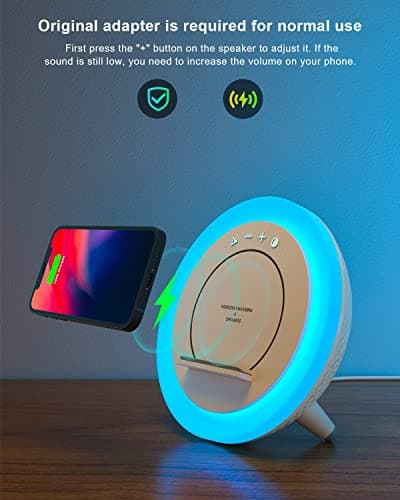 SIDVAR Bluetooth Speaker Night Lightsr,Wireless Charging Modern Speaker,Best Teenage Birthday Gift Ideas Tween Girls Gifts/Please use The Original Adapter 2