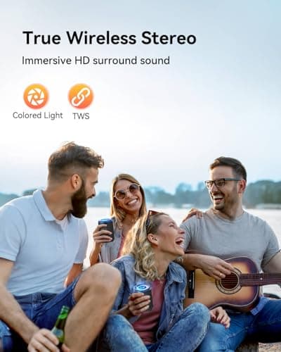 LENRUE Small Portable Bluetooth Speaker with Lights, TWS Stereo Surround Sound, Type C Powered, Bluetooth 5.3, AUX TF Card Input, Wireless for Outdoor Home, Coolest Gifts 4