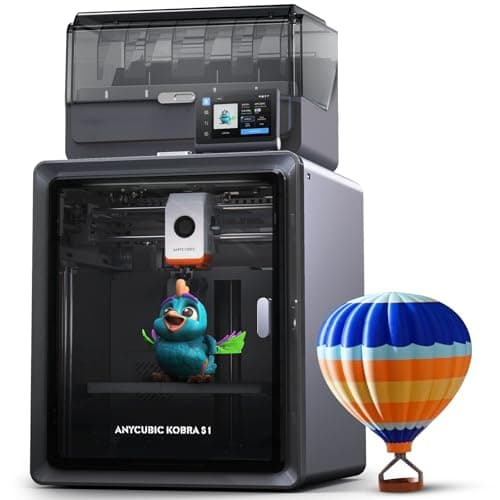Anycubic Kobra S1 Combo Multicolor 3D Printer with Anycubic ACE PRO, 4 Multicolor, Drying and Printing at the Same Time, 600mm/s Fast Speed with 320℃ Hotend, Built-in Camera 44dB Quiet 250*250*250mm