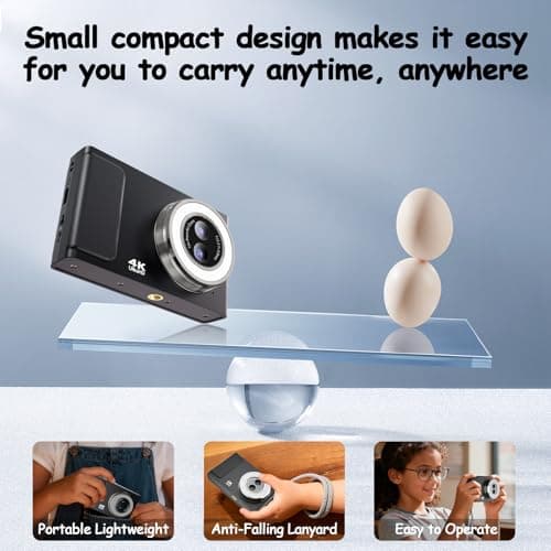 JDZ Digital Camera, 4K UHD Point and Shoot Cameras with Dual Camera, Compact Kids Digital Camera with16X Zoom Anti-Shake for Teens Boys Girls, Black 5