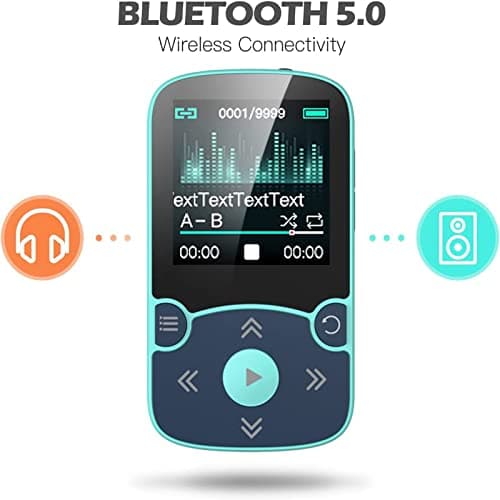 AGPTEK 32GB MP3 Player with Clip, Bluetooth 5.3 Lossless Sound with FM Radio, Voice Recorder for Sport Running, Supports up to 128GB TF Card, Blue 3