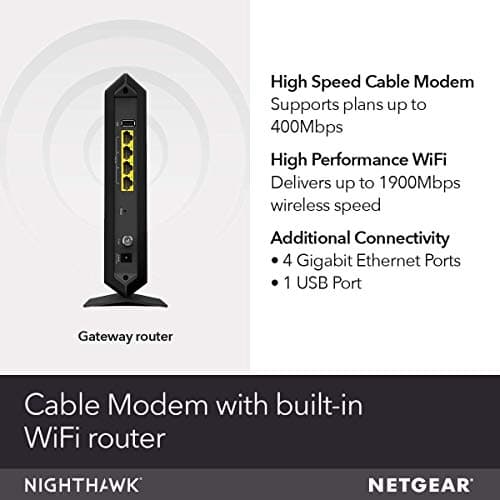 NETGEAR Nighthawk AC1900 (24x8) DOCSIS 3.0 WiFi Cable Modem Router Combo (C7000) for Xfinity from Comcast, Spectrum, Cox, more (Renewed) 2
