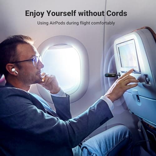 UGREEN Bluetooth Transmitter Receiver for 2 AirPods or BT Devices, Bluetooth Wireless Transmitter for Headphones, 3.5mm Aux Audio Jack Adapter for in-Flight TV Car Home Stereo System 2