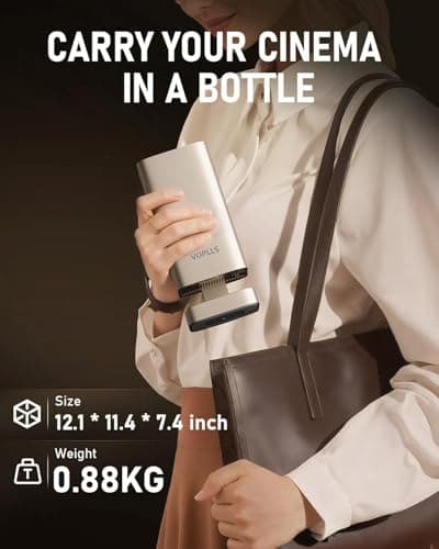 [Officially-Licensed APP & DoIby Audio] Smart Mini Projector with WiFi and Bluetooth, VOPLLS Portable Outdoor Projector 4K Support with TOF Real-Time Focus, Native 1080P Home Movie Projector 4