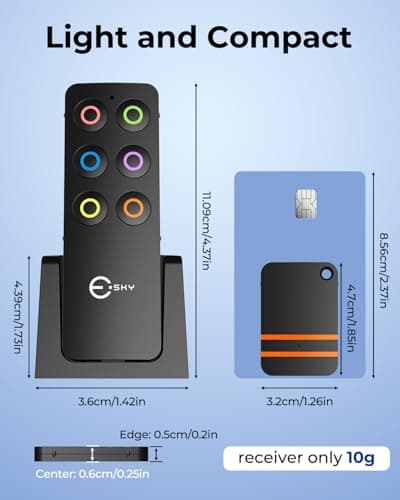 Esky Key Finder Locator with Sound, Stick-on TV Remote Control Finder, Item Locator Tags with 85dB Noise Sound 6 Receivers, Wallet Tracker Key Finders for Finding Keys, Remote Gift Idea 2