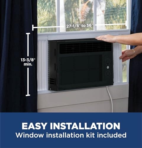 GE Window Air Conditioner Unit, 5,000 BTU for Small Rooms up to 150 sq ft. with Manual Adjustable Fan and Cooling Settings, Perfect for Bedroom or Living Room, Easy Install Kit Included, Black 4