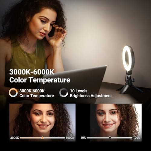 NEEWER Basic 5" Ring Light for Video Conference Lighting, Clip on Light Kit with Desk Tripod Stand for Monitor Laptop Computer Zoom Call Live Streaming Remote Working Learning Video Recording, BR60 5