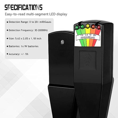 color tree Handheld LED EMF Magnetic Field Ghost Hunting Detector Electromagnetic Paranormal Equipment Tester 50Hz-20,000Hz Black 4