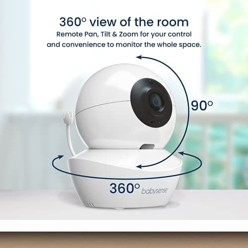 Babysense Baby Monitor with 2 Cameras and Audio 4.3", Non Wifi Baby Monitor, Dual Split Screen, Portable Double Sleep Video Monitoring, Auto Night Vision & Light, Lullabies & White Noise Two-Way Audio 5
