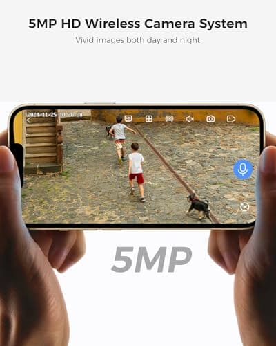 Hiseeu Wireless Security Camera System Outdoor, 5MP WiFi Camera for Home, 16CH WiFi-Pro 8 Cam-Kit, 2-Way Audio, Color Night Vision, IP66 Waterproof, 3TB Storage, 24/7 Recording, No Monthly Fees 5