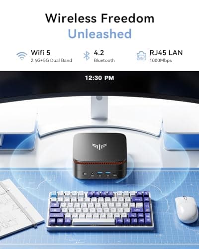 KAMRUI Pinova P1 Mini PC Computer, AMD Ryzen 3300U Processor, 16GB DDR4 RAM 256GB M.2 SSD, Mini Desktop Computer Support Triple 4K, USB-C, WiFi, Bluetooth, Ethernet, HTPC for Business, Education, Home 3