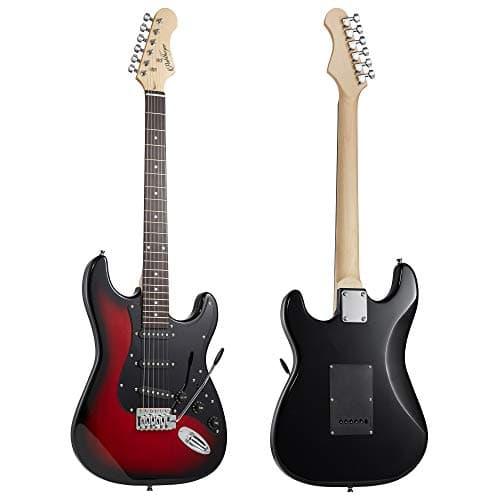Ashthorpe 39-Inch Electric Guitar (Red-Black), Full-Size Guitar Kit with Padded Gig Bag, Tremolo Bar, Strap, Strings, Cable, Cloth, Picks 4