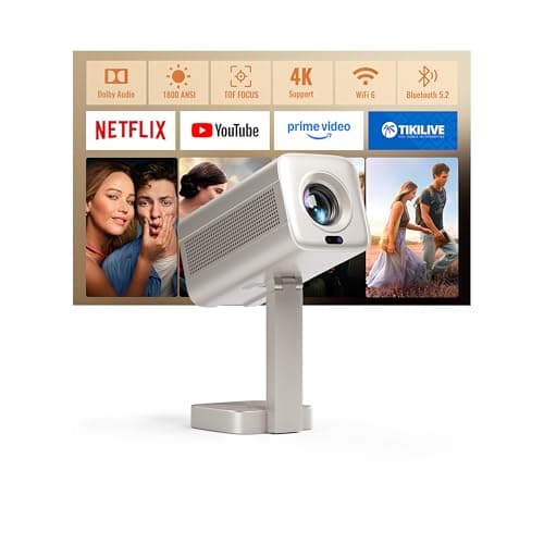 [Officially-Licensed APP & DoIby Audio] Smart Mini Projector with WiFi and Bluetooth, VOPLLS Portable Outdoor Projector 4K Support with TOF Real-Time Focus, Native 1080P Home Movie Projector