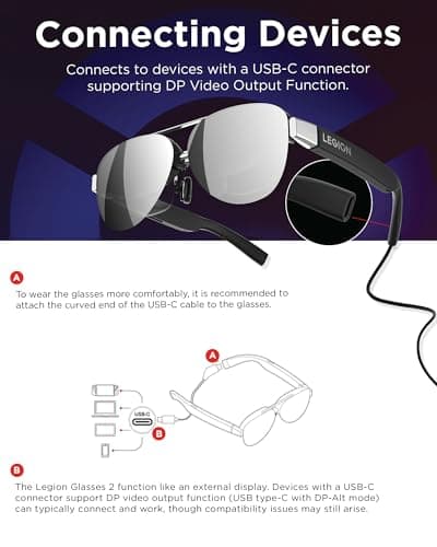 Lenovo Legion Glasses Gen 2 - Micro-OLED Personal Wearable Monitor for Gaming & Movies, FHD 120Hz Plug-and-Play Display Legion Go & USB-C Devices, High-Fidelity Audio & Privacy 5