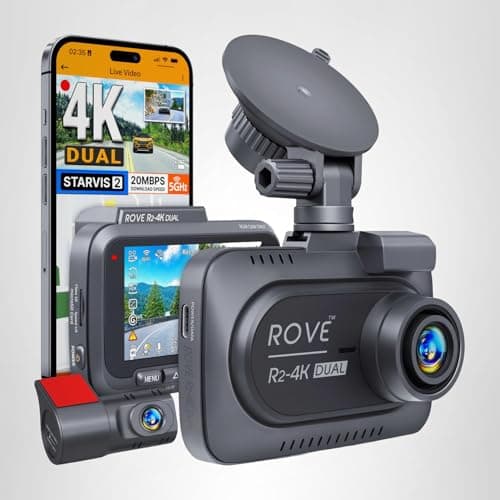 ROVE R2-4K DUAL Dash Cam Front and Rear, STARVIS 2 Sensor, FREE 128GB Card Included, 5G WiFi - up to 20MB/s Fastest Download Speed with App, 4K 2160P/FHD Dash Camera for Cars, 3" IPS, 24H Parking Mode 5