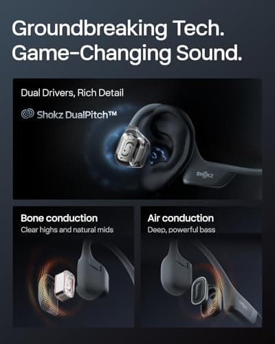 SHOKZ New OpenRun Pro 2 Mini -Open-Ear, Bone Conduction Sport Headphones -with Reflective Strip -Sweat Resistant, Workout Headphones -Secure, Wireless, Comfortable Fit-Deep Bass and Smart Mic App 3