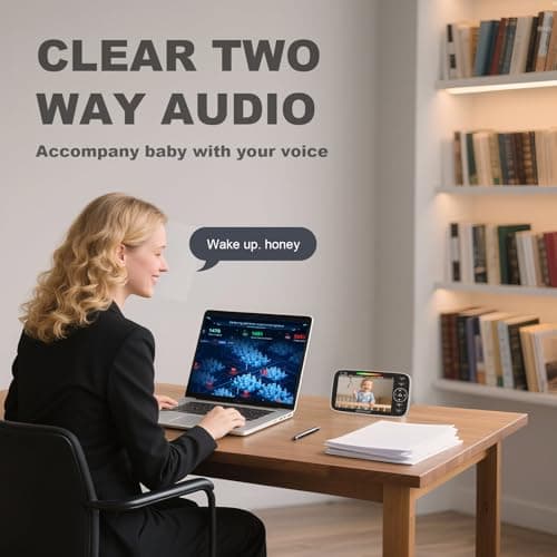 Baby Monitor with Camera and Audio – 720P Baby Camera No WiFi, 5 inch Screen,48 Hours Battery Life, Night Vision, Remote Pan& Tilt& Zoom，Two-Way Talk, Lullabies, Thermal Monitor, 1000ft Range 4