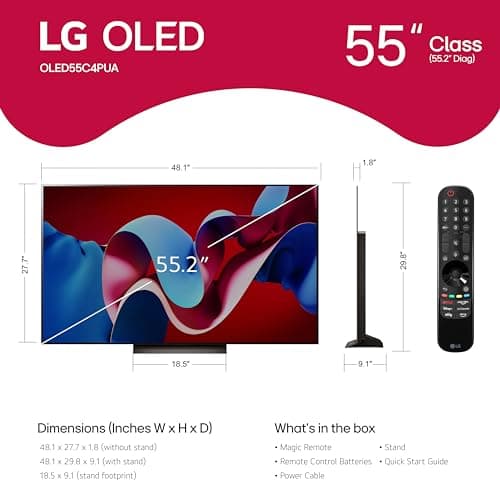 LG 55-Inch Class OLED evo C4 Series Smart TV 4K Processor Flat Screen with Magic Remote AI-Powered with Alexa Built-in (OLED55C4PUA, 2024) 2
