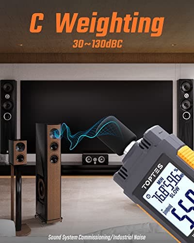 Decibel Meter, TopTes TS-501B Sound Level Meter with 2.25” Backlit LCD Screen, Portable SPL Tester with A/C Weighted, Range 30-130dB, MAX/MIN, Data Hold, Use for Home, Noisy Neighbor, Factory - Orange 2