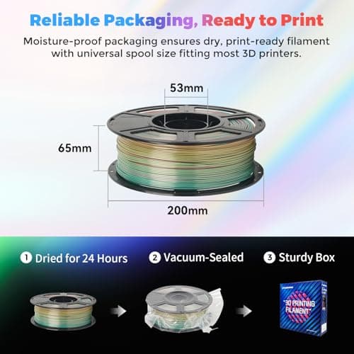 FLASHFORGE Silk PLA Filament 1.75mm, 3D Printer Filament 1kg (2.2lbs) Spool, Smooth and Silky Texture 3D Printing Filament, Dimensional Accuracy +/- 0.02mm 2