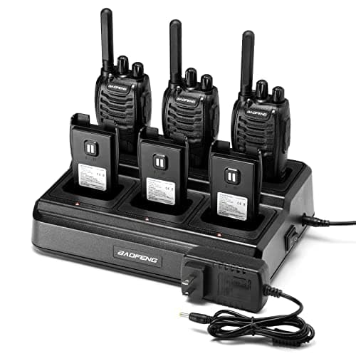 BAOFENG BF-88ST Walkie Talkies Long Range (6 Pack), Rechargeable Two Way Radio with 6 Way Multi Unit Charger, License-Free Walky Talky for Adults with Earpieces, USB Charging, Black 5