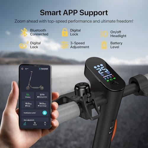 MEGAWHEELS Electric Scooter,Electric Scooter Adults with Front Suspension,8.5in Solid Tires,300W Motor,15.5mph E Scooter with Smart APP Control for Commuting, Outdoor, Short Travel,Gift 3