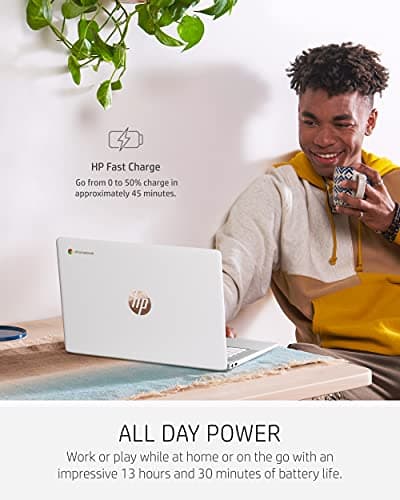HP Chromebook 14 Laptop, Intel Celeron N4000 Processor, 4 GB RAM, 32 GB eMMC, 14” HD Display, Chrome, Lightweight Computer with Webcam and Dual Mics, Home, School, Music, Movies (14a-na0021nr, 2021) 5