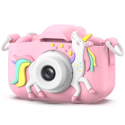 Goopow Kids Camera Toys for 3-8 Year Old Girls Boys,Children Digital Video Camcorder Camera with Cartoon Soft Cover, Best Chritmas Birthday Festival Gift for Kids - 32G SD Card Included