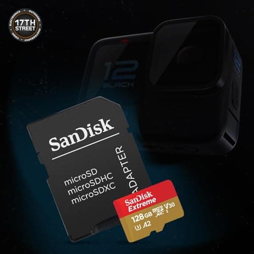 GoPro HERO12 Black 4K Camera with Hypersmooth Stabilization, Waterproof Ultra-Rugged Design w/Extra Enduro Rechargeable Li-Ion Battery & SanDisk 128GB Extreme Memory Card w/Adapter Bundle Set 4