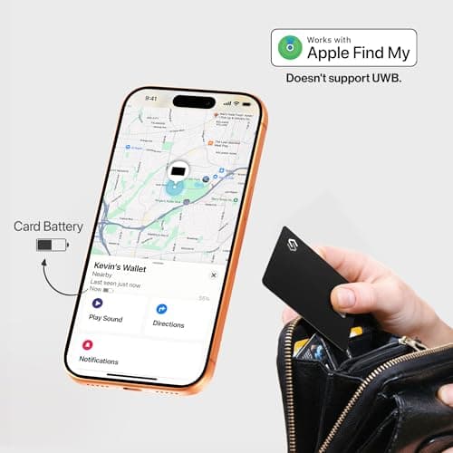 SPOTMINDERS Apple MFi Certified Credit Card Wallet Tracker PRO (iOS Only) Works with Apple Find My Tracking Card for Wallet Rechargeable Tag IP68 0.07in Slim iPhone Item Finder for Luggage Tags Purse 2