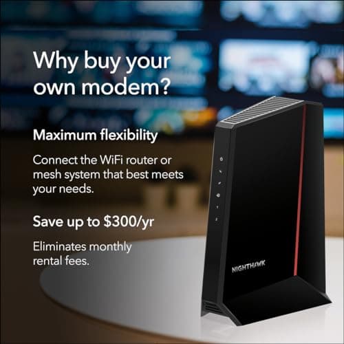 NETGEAR Nighthawk DOCSIS 3.1 Mid/high-Split Cable Modem (CM2500) – Approved for Today’s Faster Speeds & Compatible with All Providers Incl. Xfinity, Spectrum, Cox - for Plans up to 2Gbps 3