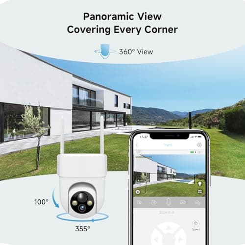 Oculview 2K Solar Security Cameras Wireless Outdoor, 2PCS Outdoor Camera Wireless with 360° View, Cameras for Home Security with Color Night Vision/2-Way Audio, 2.4GHz Wi-Fi Only 3