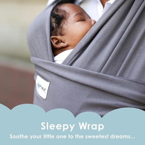 Sleepy Wrap Stretchy Ergonomic Baby Carrier Sling for Newborns to Toddlers - Hands-Free Lightweight Baby Wrap 7-35 lbs (Dark Gray) 2