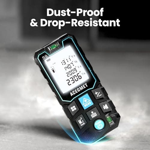 ACEGMET Laser Measure, 229ft/70m Laser Measurement Tool, S9 Room Laser Measuring Tool with 2 Bubble Levels, LCD Backlit Display, IP54 Waterproof, Pythagorean Mode for Distance, Area, Volume 5
