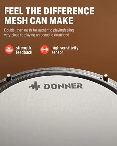 Donner DED-80 Electronic Drum Set with 4 Quiet Mesh Pads, 180+ Sounds, 2 Pedals, Throne, Headphones, Sticks, and Melodics Lessons 5
