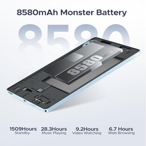 DOOGEE U11(2025) Android 15 Tablet, 11 inch Tablet 16GB+128GB/2TB TF Octa-Core 90Hz Display, 8580mAh,1080P,Bluetooth 5.0+5G WiFi Tablets, 13MP+5MP, Face ID,Metal Body-Black 4