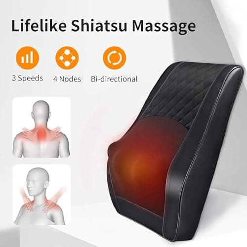 Boriwat Back Massager with Heat, 3D Kneading Massage Pillow for Back, Neck, Shoulder, Leg Pain Relief Deep Tissue, Gifts for Women Men Mom Dad 4
