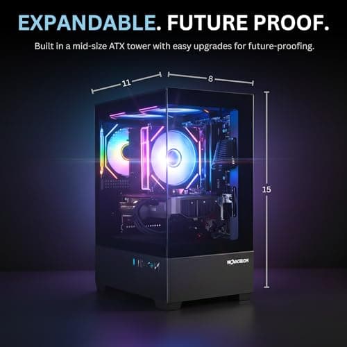 NOVATECH Prism - Prebuilt Gaming PC Desktop Computer - Radeon RX580 - Xeon i7 3.5GHz - 16GB RAM - 512GB SSD WiFi/BT, Win 11 - Gaming Computer Tower - Pre Built PC Gaming - 1 Year Warranty 3
